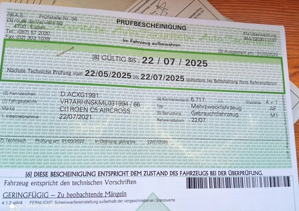 Citroen C5 Aircross cena 84900 przebieg: 24270, rok produkcji 2021 z Chojnice małe 172